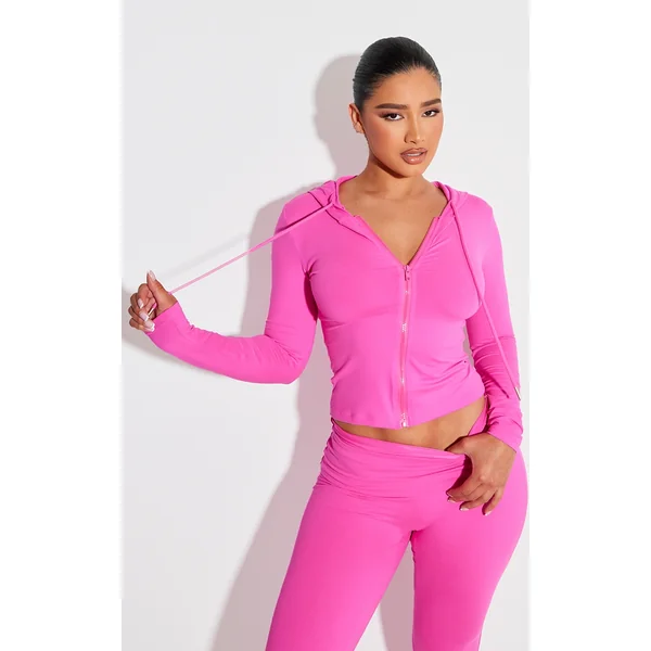 Shape Hot Pink Sculpted Zip Through Hoodie