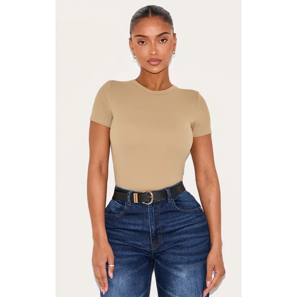Shape Khaki Built In Bra Sculpt T-shirt