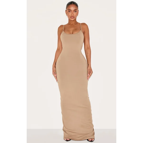 Shape Khaki Built In Shapewear Sculpt Strappy Maxi Dress
