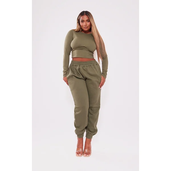 Shape Khaki High Waisted Cuffed Sweatpants