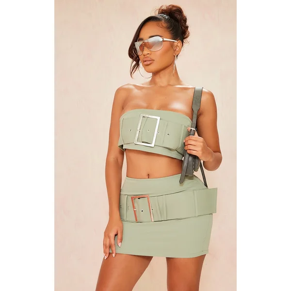 Shape Khaki Woven Belted Bandeau