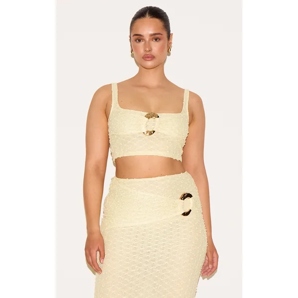 Shape Lemon Textured Gold Hammered Ring Cami Top