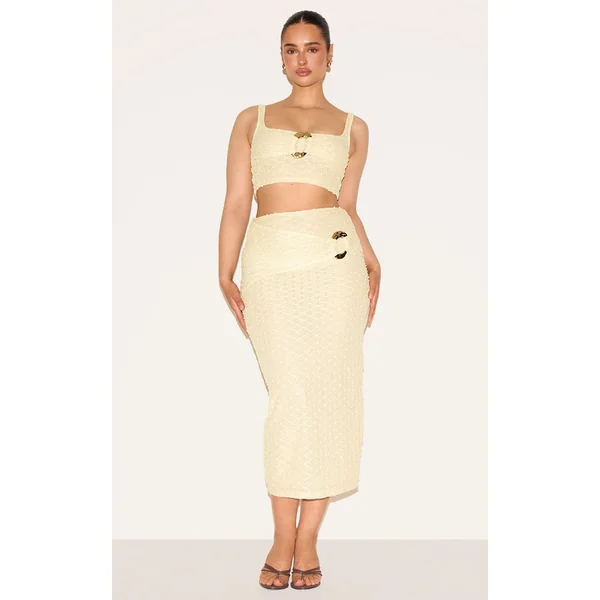 Shape Lemon Textured Gold Hammered Ring Midaxi Skirt