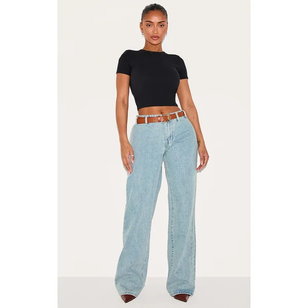 Shape Light Blue Wash Denim Wide Leg Jeans