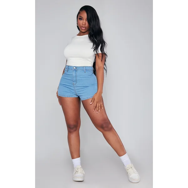 Shape Light Blue Wash Disco Denim Shorts