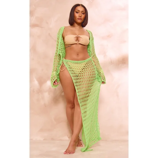 Shape Lime Knitted Low Rise Maxi Skirt