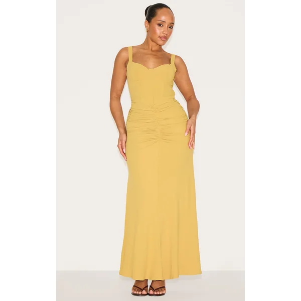 Shape Lime Tailored Ruched Front Fishtail Maxi Dress