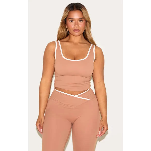 Shape Mocha Active Contrast Binding Longline Top