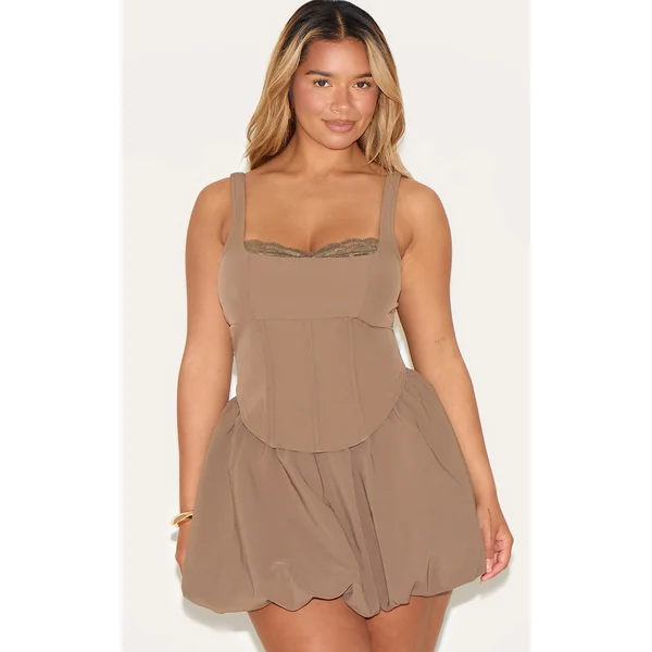 Shape Mocha Lace Trim Corset Top
