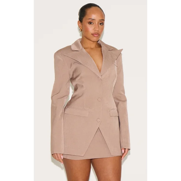 Shape Mocha Linen Look Mini Skirt