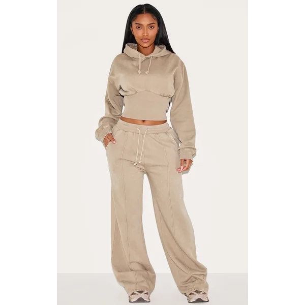 Shape Mocha Sweat Seam Detail Wide Leg Sweatpants