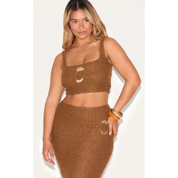 Shape Mocha Textured Gold Hammered Ring Cami Top