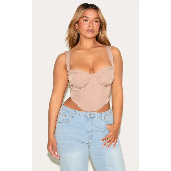 Shape Mocha Woven Corset Crop Top