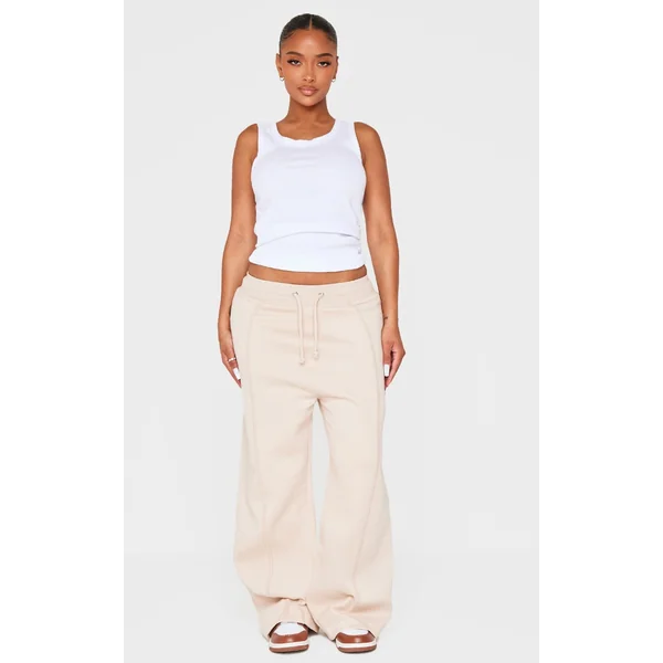 Shape Natural Stone Binded High Waist Wide Leg Sweatpants