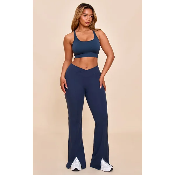 Shape Navy Sculpt Active V Waist Split Front Flare Pants