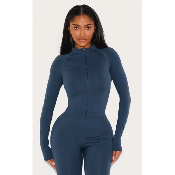 Shape Navy Seamless Active Zip Through Jacket