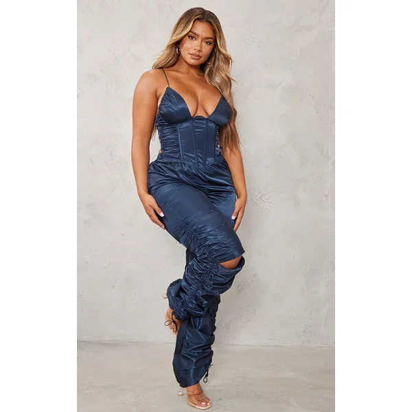 Shape Navy Shell Toggle Ruched Sweatpants