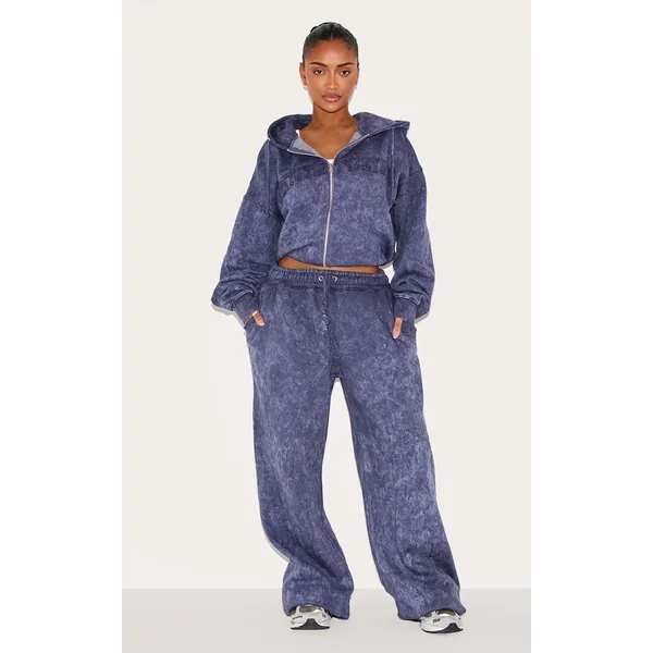 Shape Navy Washed Wide Leg Sweatpants