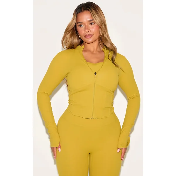 Shape Olive Active Zip Front Seam Detail Jacket