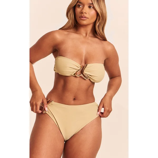 Shape Olive Gold Wave Trim Bandeau Bikini Top