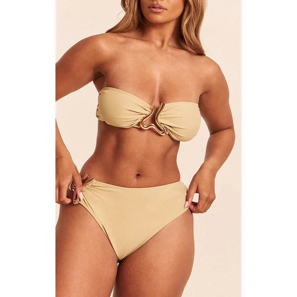 Shape Olive Gold Wave Trim Bikini Bottoms