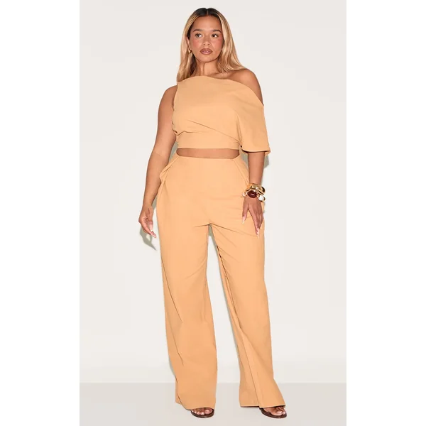 Shape Olive Linen Look Highwaisted Pleated Wide Leg Pants