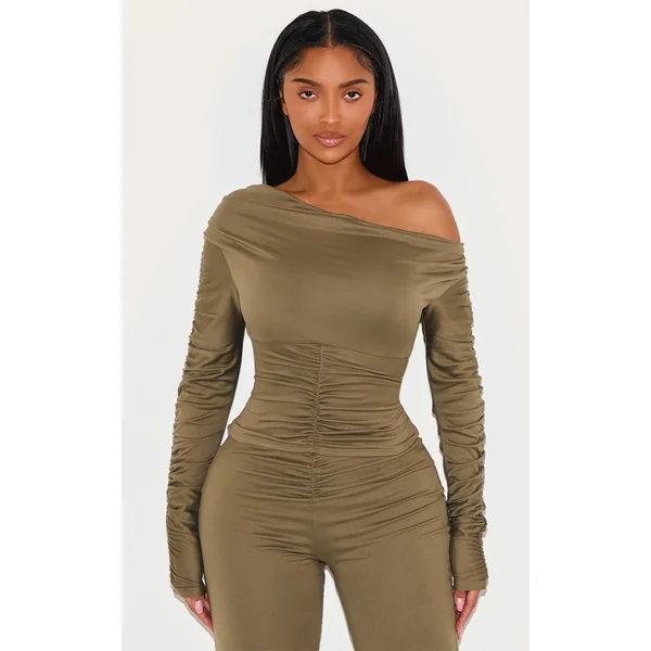 Shape Olive Super Soft Off Shoulder Ruched Underbust Top