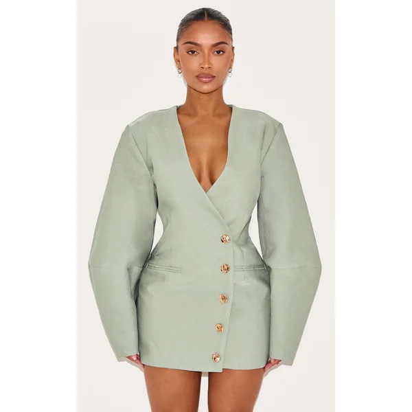 Shape Olive Tailored Cocoon Sleeve A Line Blazer Dress