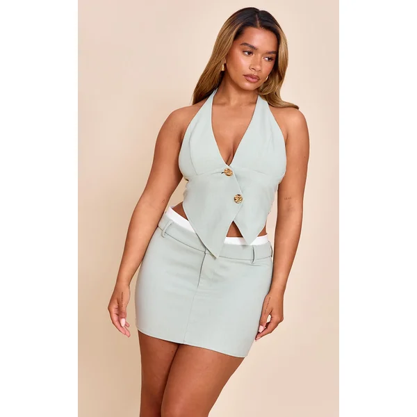 Shape Olive Tailored Double Waistband Mini Skirt