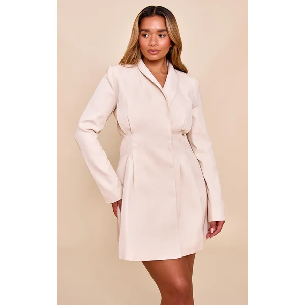 Shape Pebble Cross Over Cinched Waist Blazer Dress