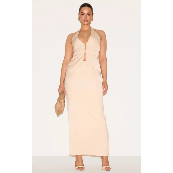 Shape Pebble Woven Tailored Highwaisted Maxi Skirt