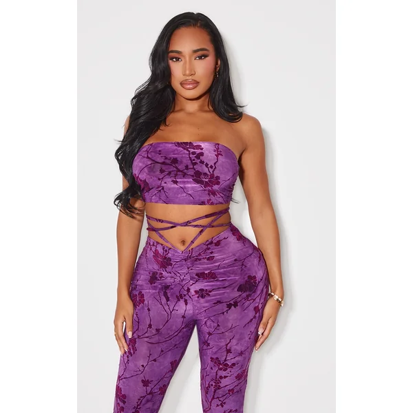 Shape Plum Devore Knot Front Bralet