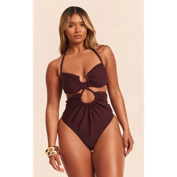 Shape Plum Ring Detail Ruched Swimsuit