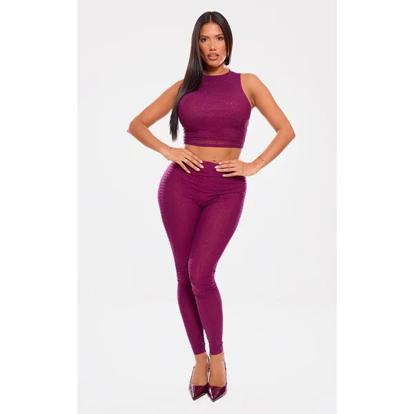 Shape Purple Diamante Sculpt Leggings