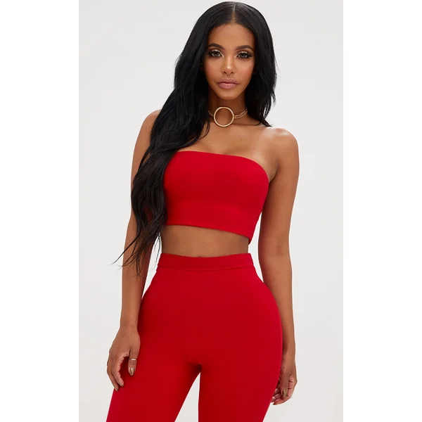 Shape Red Bandeau Crop Top
