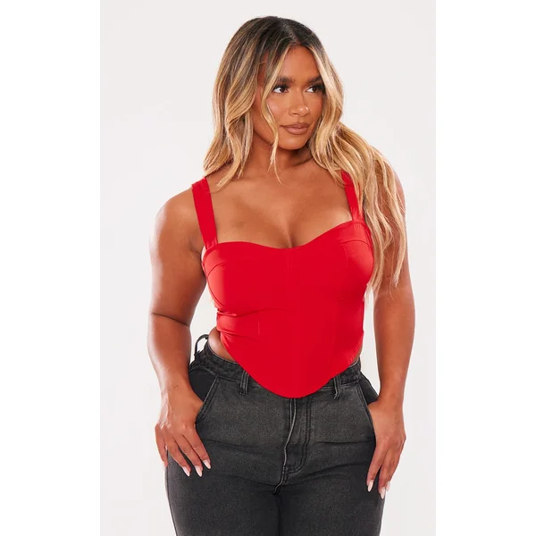 Shape Red Woven Corset Crop Top