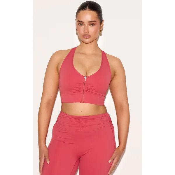 Shape Rose Active Ruched Zip Front Cupped Sports Bra