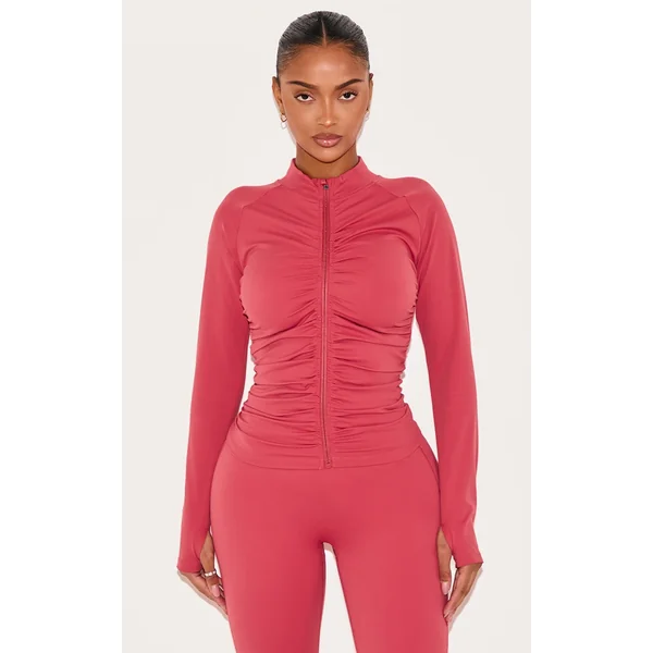 Shape Rose Active Ruched Zip Sports Jacket