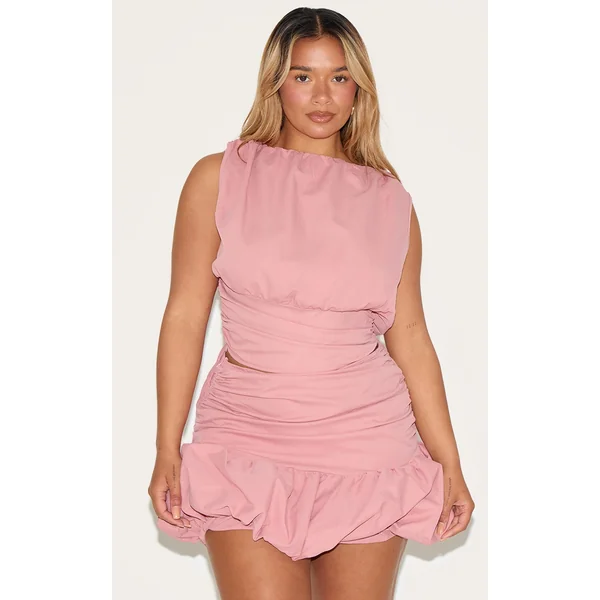 Shape Rose Boat Neck Cinched Waist Top