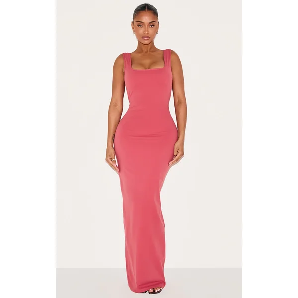 Shape Rose Built In Bra Sculpt Square Neck Maxi Dress