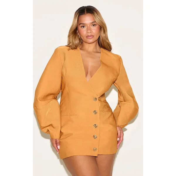 Shape Rust Tailored Cocoon Sleeve A Line Blazer Dress