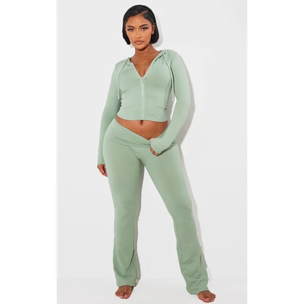 Shape Sage Green Sculpted Foldover Waist Flare Pants