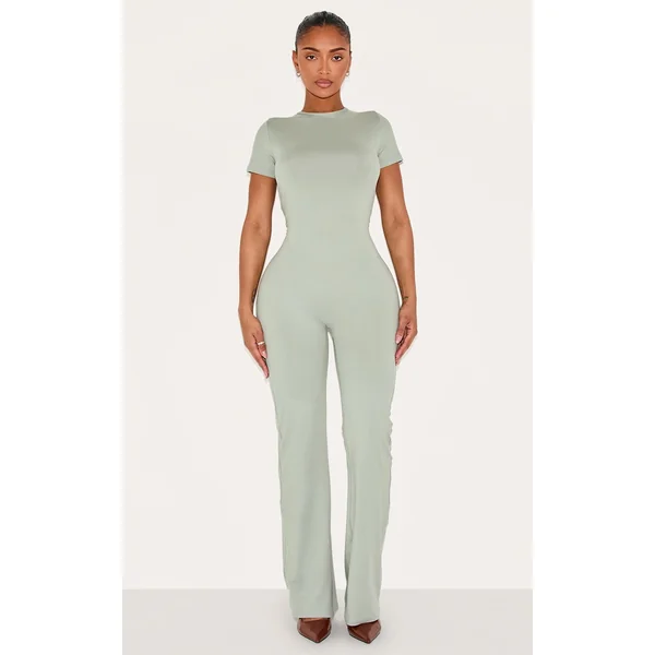 Shape Sage Green Sculpted Short Sleeve Jumpsuit