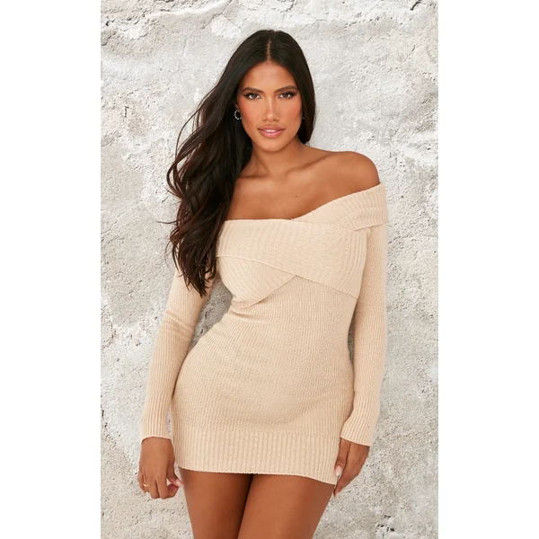 Shape Stone Bardot Knitted Bodycon Dress