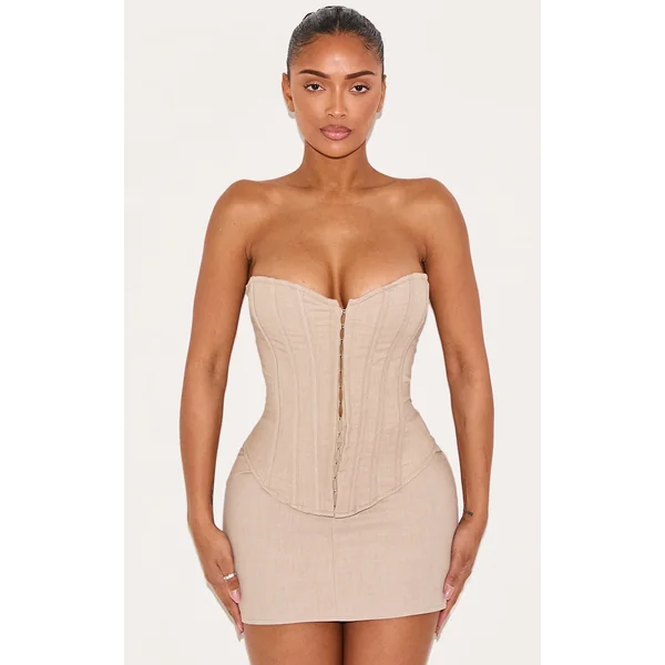 Shape Stone Lace Up Back Woven Corset