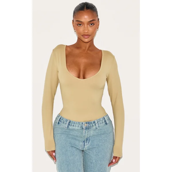 Shape Stone Sculpted V Neck Long Sleeve Bodysuit