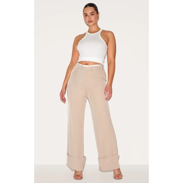 Shape Stone Tailored Double Waistband Turn Up Pants