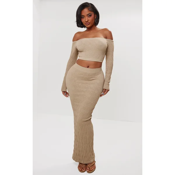 Shape Stone Textured Seamless Maxi Skirt