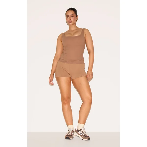 Shape Taupe Active Ruched Side High Waisted Biker Shorts