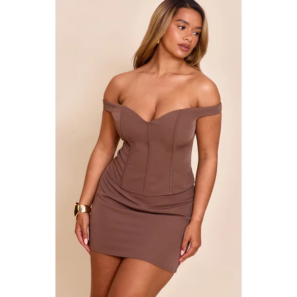 Shape Taupe Bardot Sweetheart Strctured Corset Top